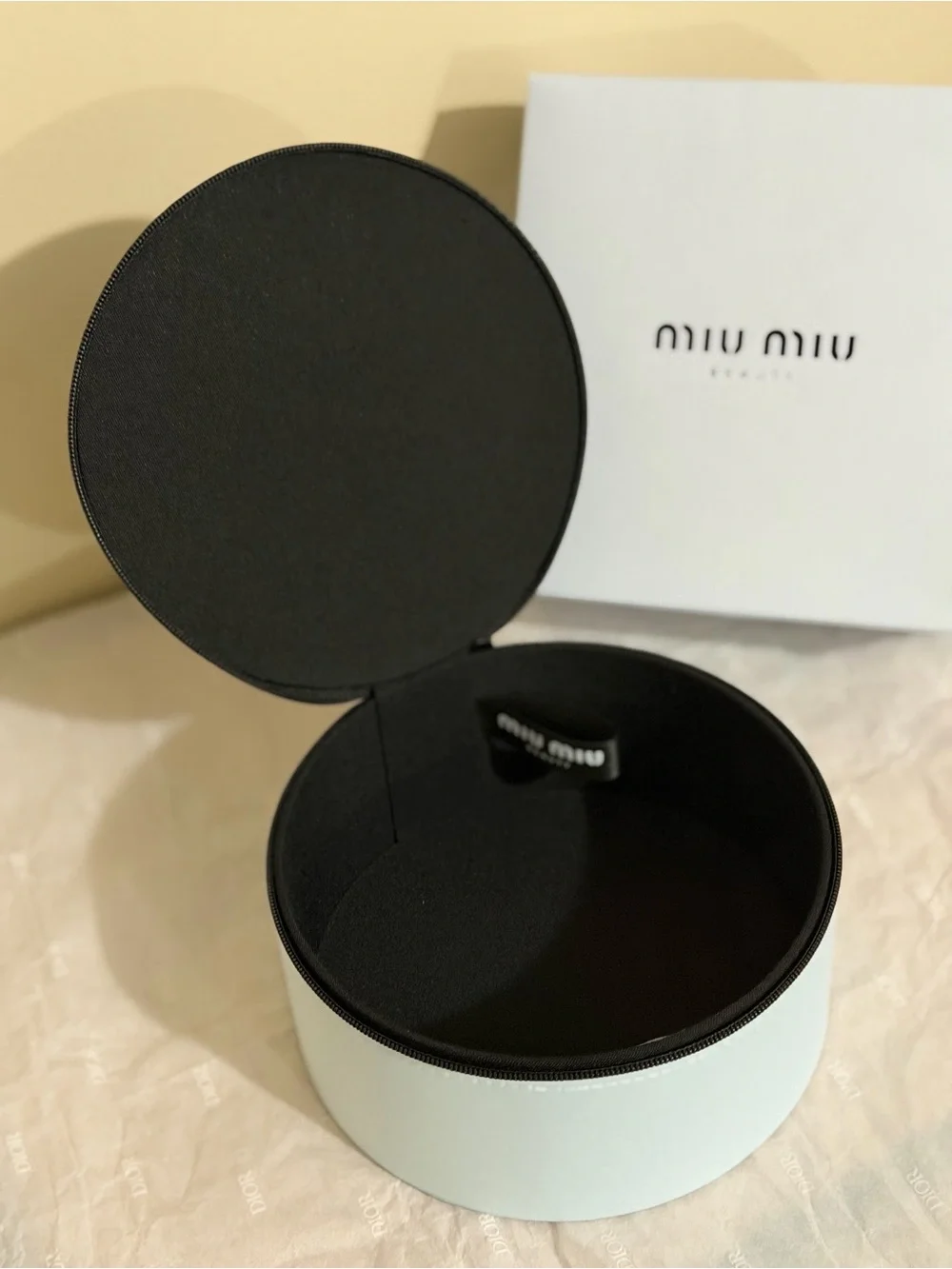 Miu Miu Black and White Round Vanity Case